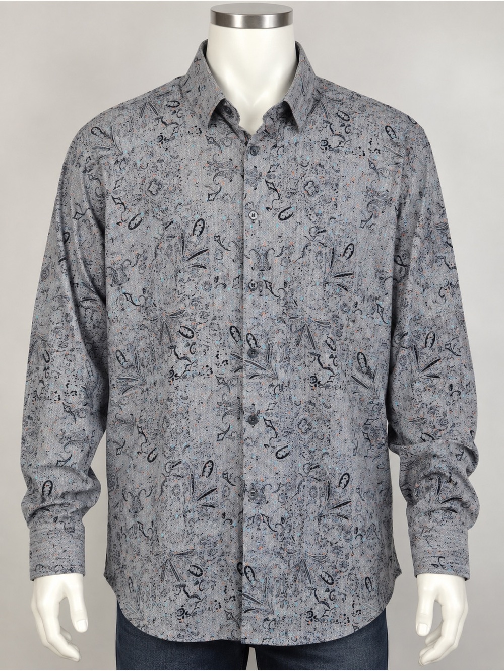 Visconti Black Mens 2XLB Big Tall Button Up Shirt Long Sleeve